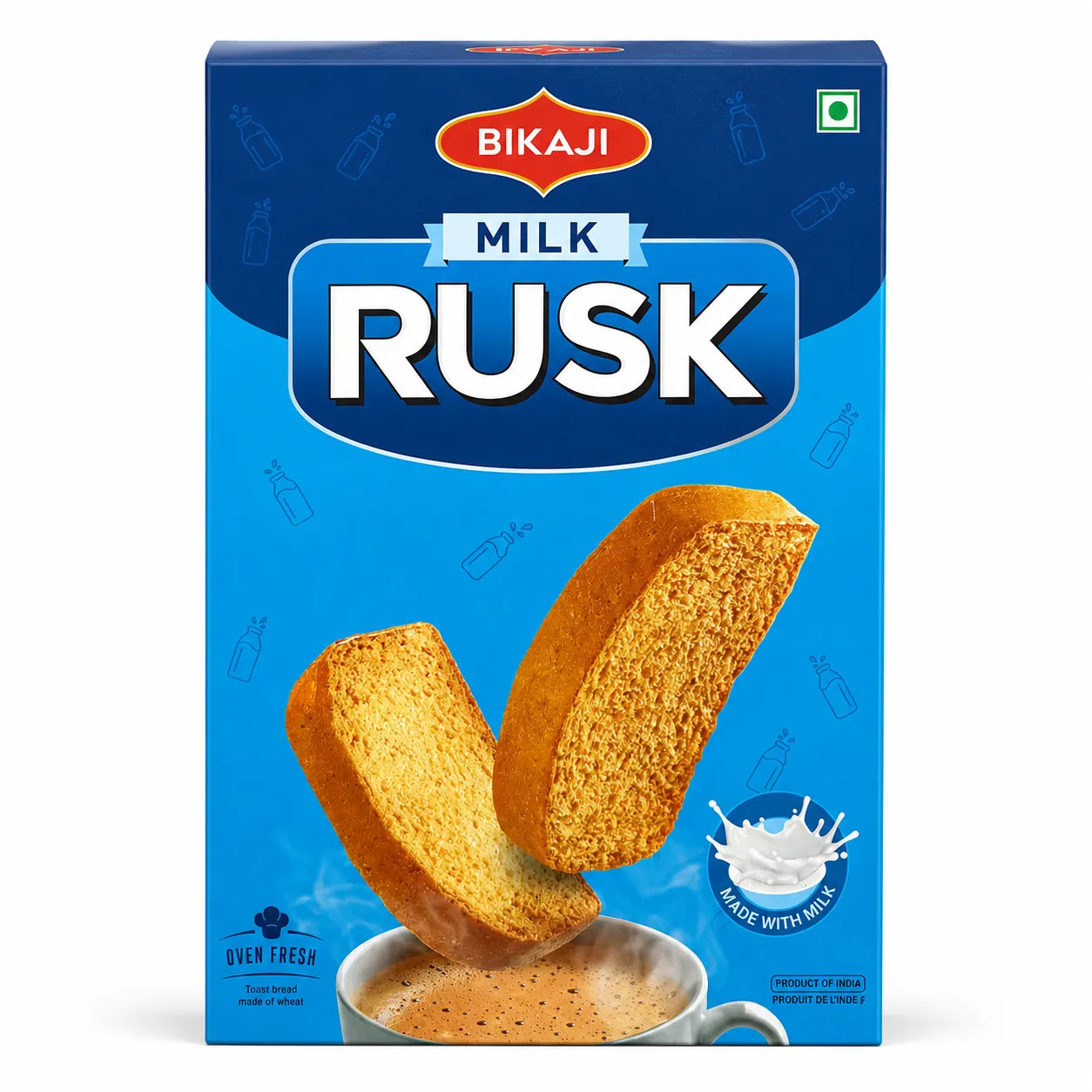 Bikaji Milk Rusk | Crispy Milk Toast Rusks 600g | Oven Fresh Wheat Rusks | Product of India